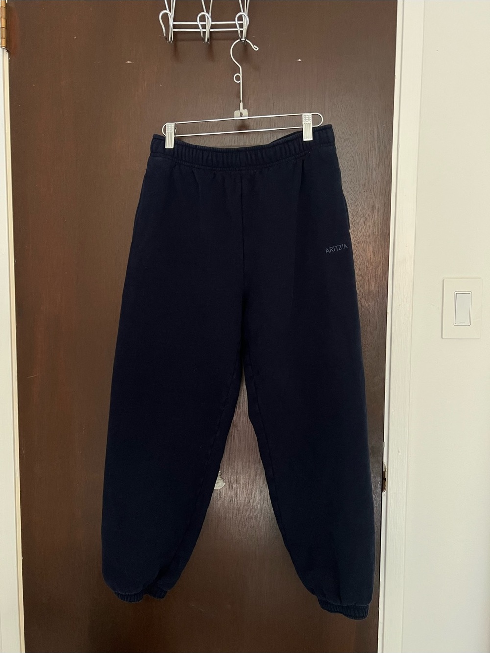 Aritzia Sweatfleece Navy Sweatpants with Elastic Ankles